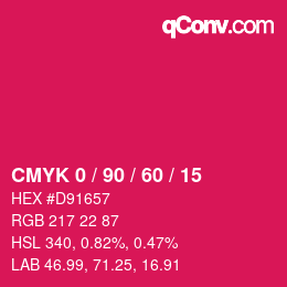 カラーコード: CMYK 0 / 90 / 60 / 15 | qconv.com