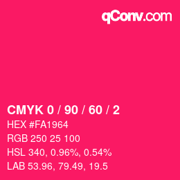 カラーコード: CMYK 0 / 90 / 60 / 2 | qconv.com