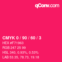 Color code: CMYK 0 / 90 / 60 / 3 | qconv.com
