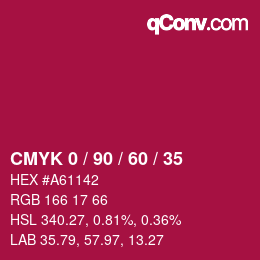 Color code: CMYK 0 / 90 / 60 / 35 | qconv.com