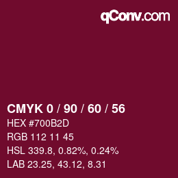 Color code: CMYK 0 / 90 / 60 / 56 | qconv.com