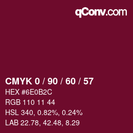 Color code: CMYK 0 / 90 / 60 / 57 | qconv.com