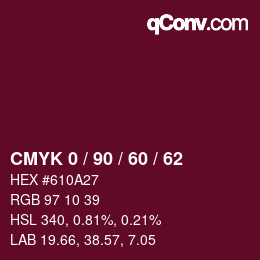 颜色代码: CMYK 0 / 90 / 60 / 62 | qconv.com