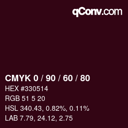 カラーコード: CMYK 0 / 90 / 60 / 80 | qconv.com