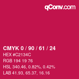 カラーコード: CMYK 0 / 90 / 61 / 24 | qconv.com