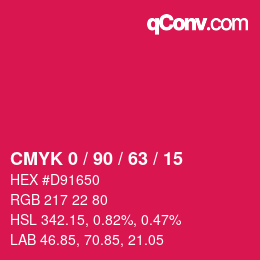 Color code: CMYK 0 / 90 / 63 / 15 | qconv.com