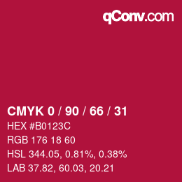 Color code: CMYK 0 / 90 / 66 / 31 | qconv.com