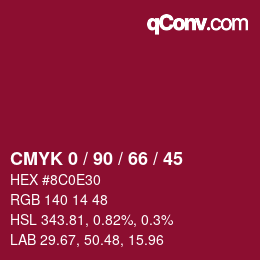 Color code: CMYK 0 / 90 / 66 / 45 | qconv.com