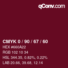 Color code: CMYK 0 / 90 / 67 / 60 | qconv.com