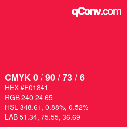 Farbcode: CMYK 0 / 90 / 73 / 6 | qconv.com