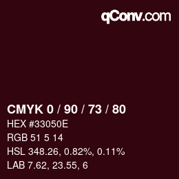 Color code: CMYK 0 / 90 / 73 / 80 | qconv.com