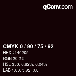 カラーコード: CMYK 0 / 90 / 75 / 92 | qconv.com