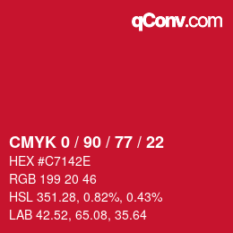 Color code: CMYK 0 / 90 / 77 / 22 | qconv.com