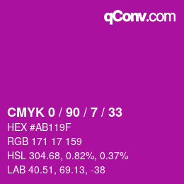 Color code: CMYK 0 / 90 / 7 / 33 | qconv.com