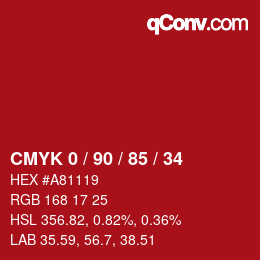 Color code: CMYK 0 / 90 / 85 / 34 | qconv.com