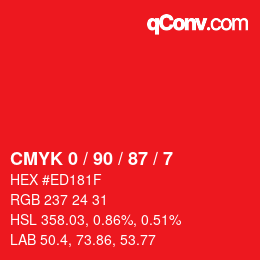 Color code: CMYK 0 / 90 / 87 / 7 | qconv.com