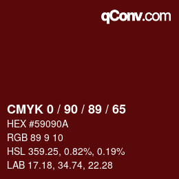 颜色代码: CMYK 0 / 90 / 89 / 65 | qconv.com