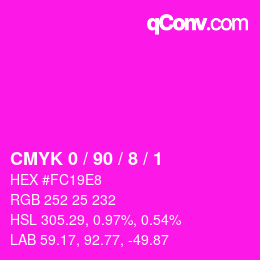 カラーコード: CMYK 0 / 90 / 8 / 1 | qconv.com