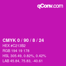 Color code: CMYK 0 / 90 / 8 / 24 | qconv.com