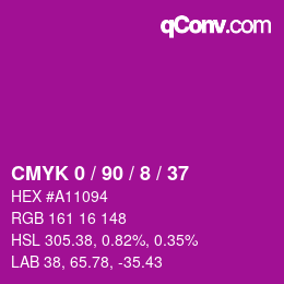Color code: CMYK 0 / 90 / 8 / 37 | qconv.com