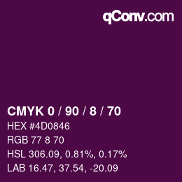 カラーコード: CMYK 0 / 90 / 8 / 70 | qconv.com