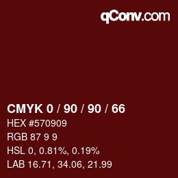 カラーコード: CMYK 0 / 90 / 90 / 66 | qconv.com