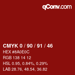 Color code: CMYK 0 / 90 / 91 / 46 | qconv.com