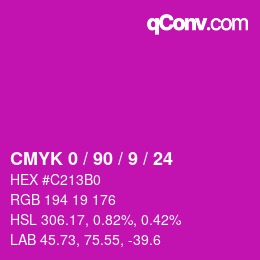 颜色代码: CMYK 0 / 90 / 9 / 24 | qconv.com