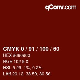 Color code: CMYK 0 / 91 / 100 / 60 | qconv.com