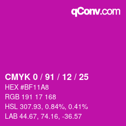 Color code: CMYK 0 / 91 / 12 / 25 | qconv.com
