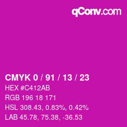 Color code: CMYK 0 / 91 / 13 / 23 | qconv.com