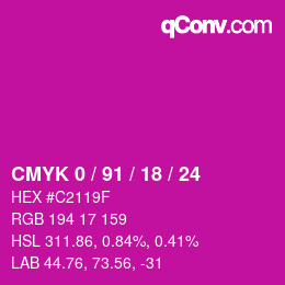Color code: CMYK 0 / 91 / 18 / 24 | qconv.com