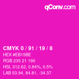 Farbcode: CMYK 0 / 91 / 19 / 8 | qconv.com
