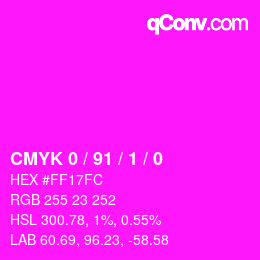 カラーコード: CMYK 0 / 91 / 1 / 0 | qconv.com