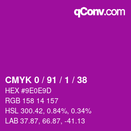 カラーコード: CMYK 0 / 91 / 1 / 38 | qconv.com