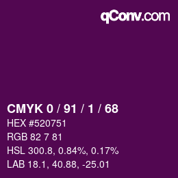 Color code: CMYK 0 / 91 / 1 / 68 | qconv.com