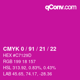 Código de color: CMYK 0 / 91 / 21 / 22 | qconv.com