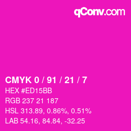 Color code: CMYK 0 / 91 / 21 / 7 | qconv.com