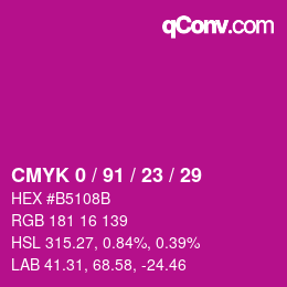 Color code: CMYK 0 / 91 / 23 / 29 | qconv.com