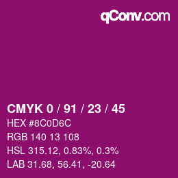 Color code: CMYK 0 / 91 / 23 / 45 | qconv.com