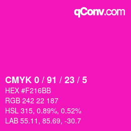 颜色代码: CMYK 0 / 91 / 23 / 5 | qconv.com