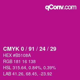 Color code: CMYK 0 / 91 / 24 / 29 | qconv.com