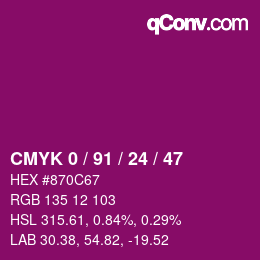 Color code: CMYK 0 / 91 / 24 / 47 | qconv.com