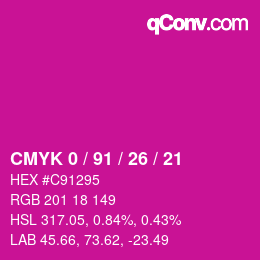Color code: CMYK 0 / 91 / 26 / 21 | qconv.com