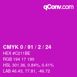 カラーコード: CMYK 0 / 91 / 2 / 24 | qconv.com