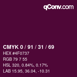 Color code: CMYK 0 / 91 / 31 / 69 | qconv.com