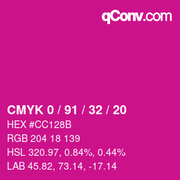 颜色代码: CMYK 0 / 91 / 32 / 20 | qconv.com