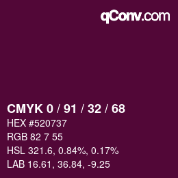 Color code: CMYK 0 / 91 / 32 / 68 | qconv.com