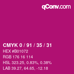 Color code: CMYK 0 / 91 / 35 / 31 | qconv.com