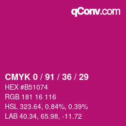 Farbcode: CMYK 0 / 91 / 36 / 29 | qconv.com
